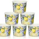 50 Pcs Capri Lemon Party Decorations Amalfi Coast Treat Snack Cups 8oz Blue Tiles Yellow Lemon Citrus Fruit Disposable Paper Summer Bowls Dessert Cups for Mediterranean Party Birthday Bridal Shower