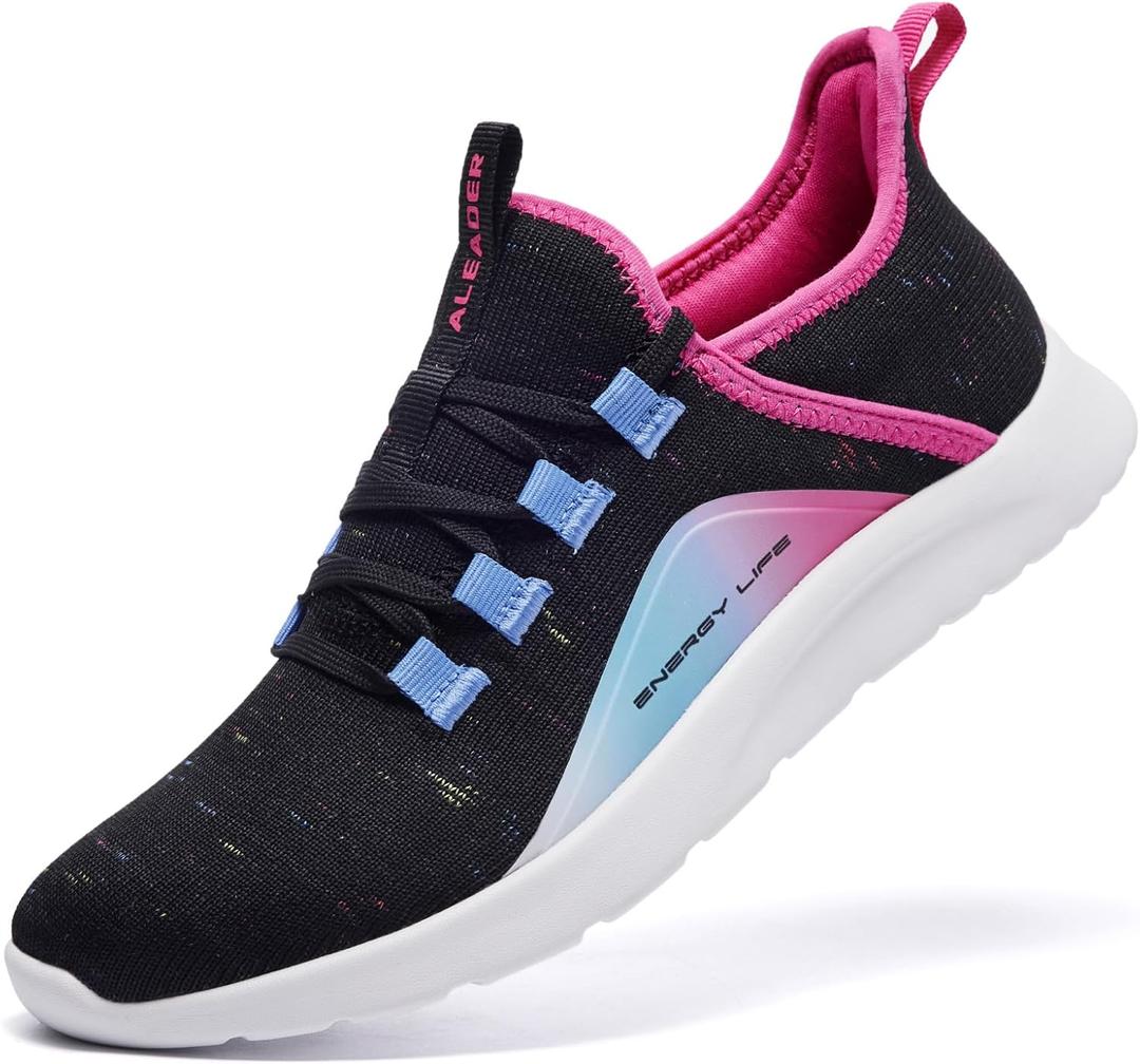 ALEADER Energycloud Womens Walking Shoes Slip Ins Sneakers Tennis Running Breathable Hands Free Casual Black Silver Metallic Size 8 US ALEADER Energycloud Womens Walking Shoes Slip Ins Sneakers Tennis Running Breathable Hands Free Casual Black Silver Metallic Size 8 US