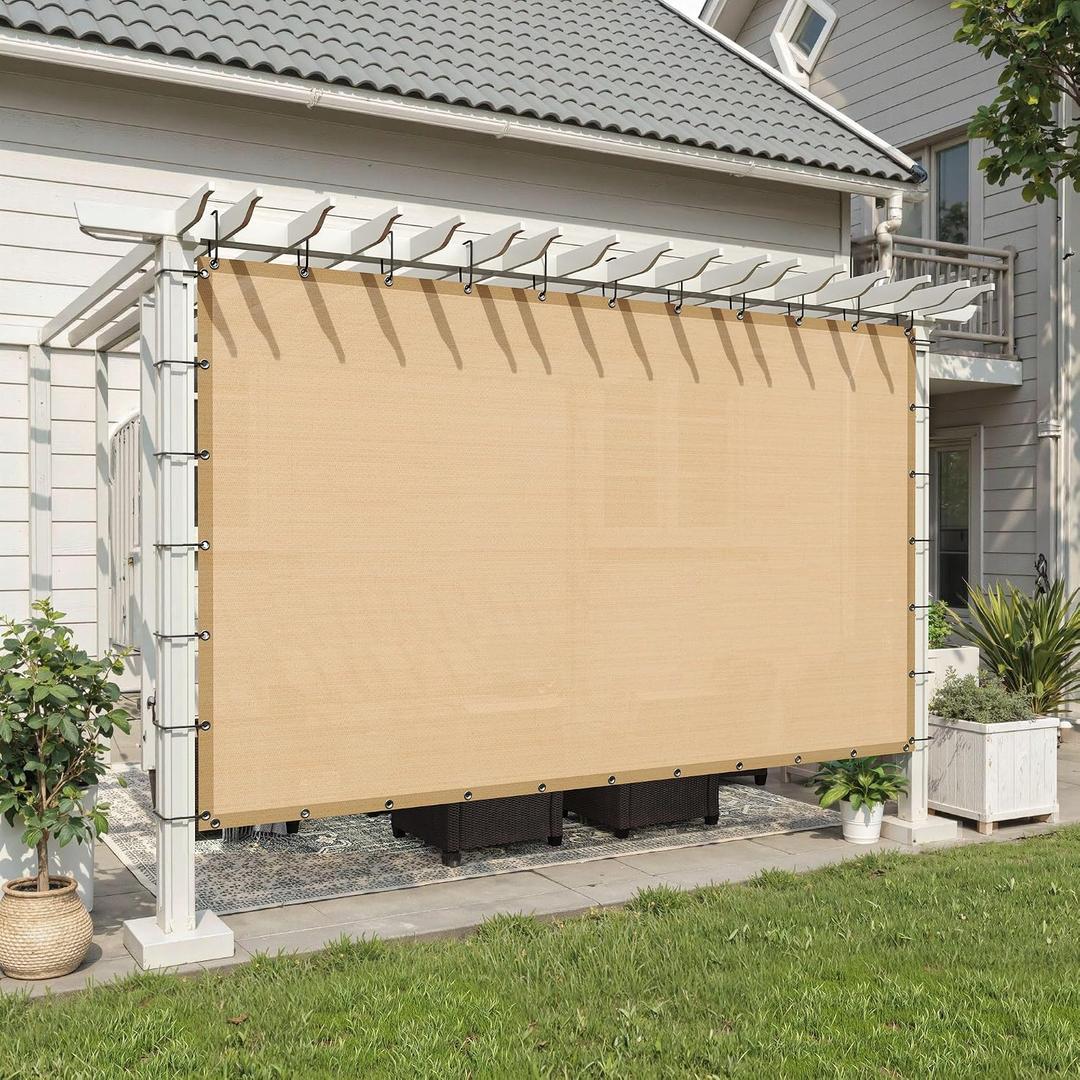 90% Shade Cloth 1010 FT with Grommets, Outdoor Sun Shade Cloth UV Block Shade Fabric for Patio, Backyards, Carport, Garden, Wheat