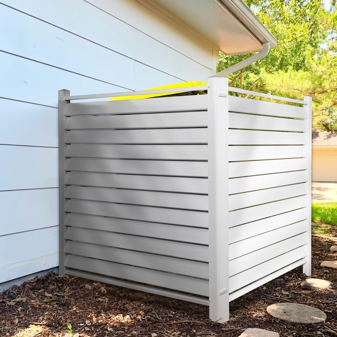 Elevens 48" W X 48" H Outdoor Privacy Fence Panels for Air Conditioner and Trash Can, Vinyl Privacy Fence/Screen Kit (2 Panels-White)