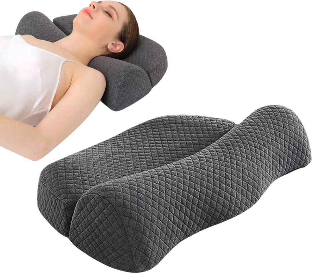PUXING Cervical Neck Pillow for Pain Re-LIEF Sleeping High Density Space Cervical Memory Foam Pillow Contour Pillows for Neck and Shoulder Pain Travel Bolster Pillow for Bed (Color:Grey)