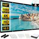 100 inch Projection Screens, Double Sided Washable Outdoor Projection Screen, 16:9 Foldable Anti-Crease Portable Projector Movies Screens for Camping Party, Home Theater, Office
