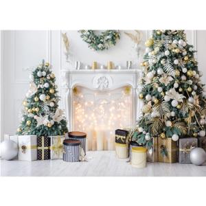 WOLADA Christmas Photo Backdrop White Christmas Party Backdrop for Photography 15x10FT 11973