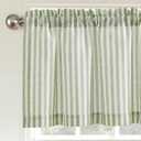jinchan Linen Stripe Valances for Window 16 Inch Modern Rustic Farmhouse Valances for Kitchen Living Room Bathroom Window Treatment Light Filtering Rod Pocket 2 Panels Sage Green on Linen