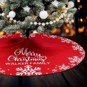 Realspring 72.8 Inch Christmas Tree Skirt Large Red Short Plush Tree Mat with White Snowflake Oversized Xmas Skirt for Rustic Christmas Winter New Year Holiday Party Indoor Outdoor Decoration