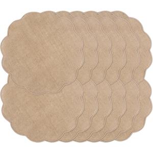 Noctiflorous Round Burlap Placemats Set of 12 Jute Rustic Place Mats for Dining Table Heat Resistant Natural Farmhouse Table Mats Decor (Wave Rim)