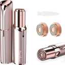 tuokiy Women Facial Hair Removal Device Battery Operated with 2 Replacement Heads,Ladies Face Shaver for Peach Fuzz Upper Lip,Chin, Facial Hair Removal for Women, Rose Gold