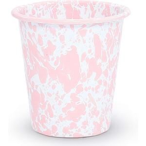 Crow Canyon Home Enamelware Tumbler, 10 ounce, Pink/White Splatter (Single)