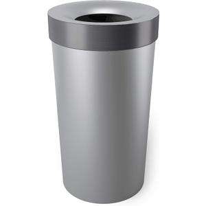 Umbra Vento Kitchen Trash Can with Open Top, Large 16-Gallon (62 L) Capacity, Grey,Plastic
