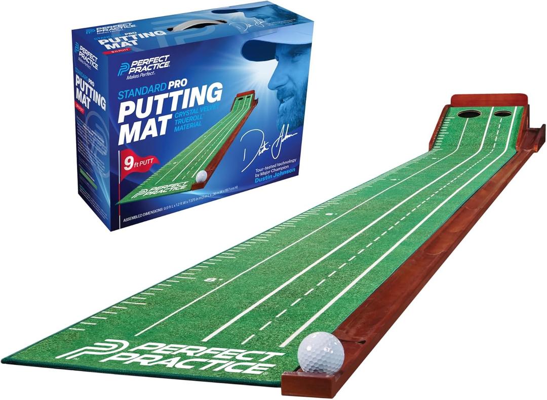 Perfect Practice Golf Putting Mat - Portable Putting Green, Indoor & Outdoor Practice, with Ball Return - Golf Training Aid for Home, Office, Backyard - Golfing Gifts