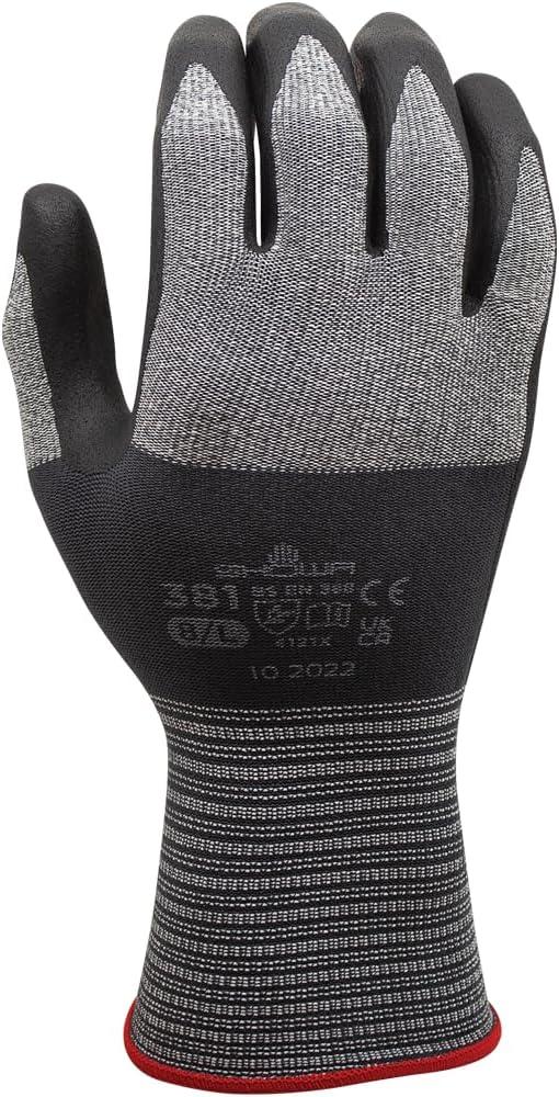 SHOWA Foam Nitrile Palm Coated General Purpose Work Glove with Microfiber Liner (Large, Grey)