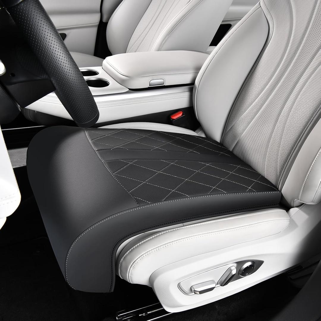 Coverado Car Seat Extender Leg Support, Leather Leg Support Cushion, Car Leg Extender Cushions for Long Driving, Waterproof Car Seat Cushions Leg Rest Pad Universal Fit for Most Car Seat (Black)