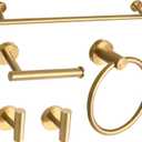 Brushed Gold Bathroom Hardware Accessories Set 5 Piece, Stainless Steel Bath Towel Bar Set 24 Inch, Toilet Paper Holder, Towel Ring Holder, Towel Rack Set, Gold Bathroom Accessories Kit