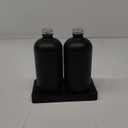 Matte Black Soap Dispenser Set with Tray, 2 Pack 15oz Round Rustproof Liquid Hand Dish Soap Dispensers with Tray for Kitchen Sink, Countertop, and Bathroom