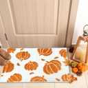 Fall Pumpkin Bath Mats for Bathroom, Thanksgving Super Absorbent Non-Slip Microfiber Shaggy Bath Rugs, Autumn Bathroom Mat for Shower, Tub, Sink, Decor, Machine Washable, 20x30in, Orange