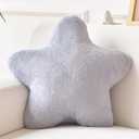 Xiashrk Star Pillow, Decorative Throw Pillows for Bed Couch, 15" Star Shaped Pillow Plush Floor Cushions Room Decor Pillow with Faux Rabbit Fur for Sofa Bedroom Living Room (Light Grey, 15" x 15")