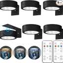 6Pcs Picture Lights for Wall Battery Operated, Magnetic Led Painting Light with Remote Dimmable and Timer, 3 Lighting Modes Art Display Light for Picture Frame, Wireless Wall Decor Puck Lights, Black