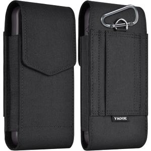 Ykooe Holster Compatible with Galaxy Ultra S25 S24 S23 S22 S21 S20 A17 A16 A15 A26 A36 A56 Nylon Cell Phone Belt Holder Pouch with Magnetic Closure for Men (Fits Protective Cover on), Black -XL