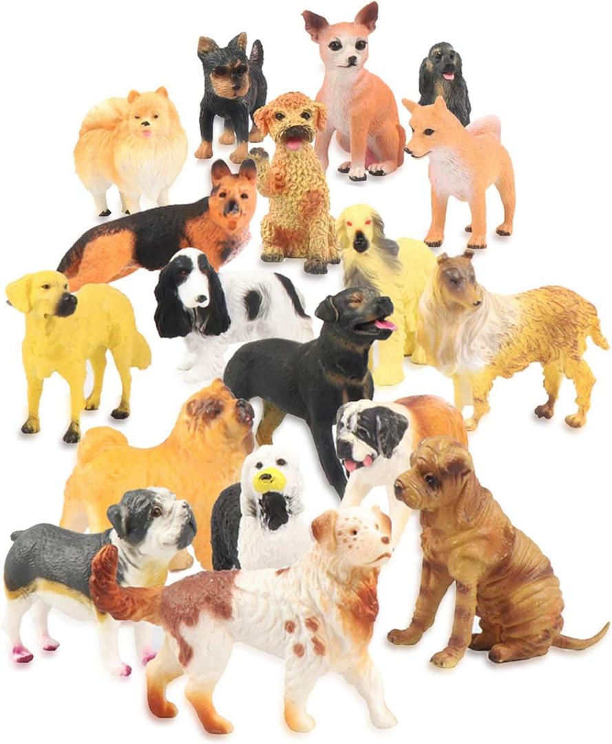 Liberty Imports 18PCS Large Dog Figurines Playset, 4" Realistic Puppy Toy Animals, Big Plastic Dog Breed Figures, Party Favors, Cake Toppers, Kids Animal Play Set