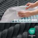 Dog Bed Medium Sized Dog - Luxury Striped Faux Fur Waterproof Pet Couch with Removable Washable Cover, Orthopedic Pet Bed with Bolster Sides for Sleeping, Dark Grey (M(30*24*7))