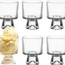 8oz Glass Trifle Bowl Set of 6, Serving Bowl with Stand for Fruit Dessert Salad, Small Clear Dessert Cups for Pudding Parfait Sundae