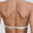 AJISAI Womens Halter Bikini Top Triangle V Neck Bathing Suit Top Low Impact Padded Sports Bra (Beige, M)