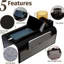 Couch Cup Holder TrayCouch arm Table with Side Storage PocketCouch arm Tray with Anti-Slip Design, Natural Bamboo Sofa Tables for Drinks, Snacks, Cup, Remote and PhoneBlack