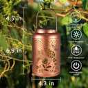 2 Pack Solar Lanterns Outdoor Waterproof, Butterfly Rose Garden Decor Birthday Gifts for Women Mom Grandma Hanging Solar Lights Metal Solar Decoration Outside for Yard, Patio, Lawn