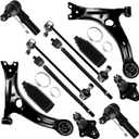 SCITOO 12pcs Front Suspension Kit Lower Control Arm Lower Ball Joint Inner Outer Tie Rod End w/Boot Sway Bar End Link Replacement for 2009-2013 for Toyota Corolla