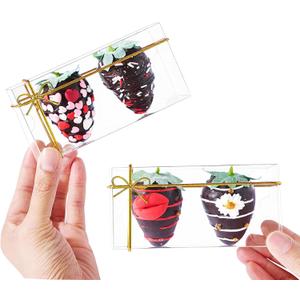 50 Pcs 4.5"x2.2"x2" Clear Chocolate Covered Strawberries Boxes for 2 Mini Cinnamon Roll Boxes for 4 Macaron Boxes for 4 Small Bakery Treat Box for Wedding Birthday Valentine Christmas Party