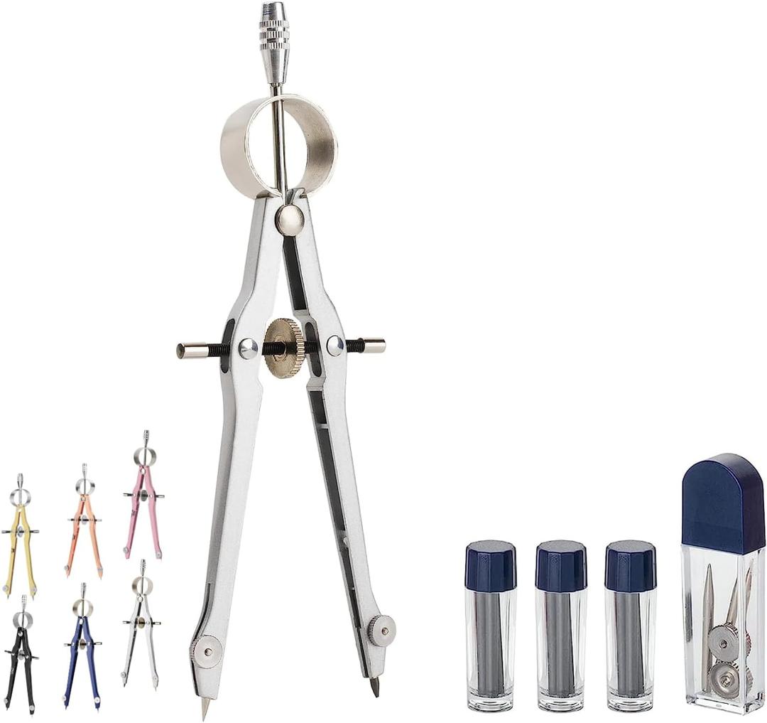 Mr. Pen- Professional Compass for Geometry, Extra Lead, Metal Compass, Compass, Compass Drawing Tool, Drawing Compass, Drafting Compass, Compass for Students, Compass Geometry (Silver)