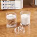 Wellinc Qtip Holder Dispenser for Cotton Ball - 10 oz Clear Plastic Apothecary Jar Set for Bathroom Canister Storage Organization, Vanity Makeup Organizer (2pcs)