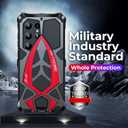 Lunivop for Samsung Galaxy S24 Ultra case 2024 Metal Hard Phone Case Cover Case para Screw(with Soft Screen Protector) Heavy Duty Rugged Military Grade Black Red