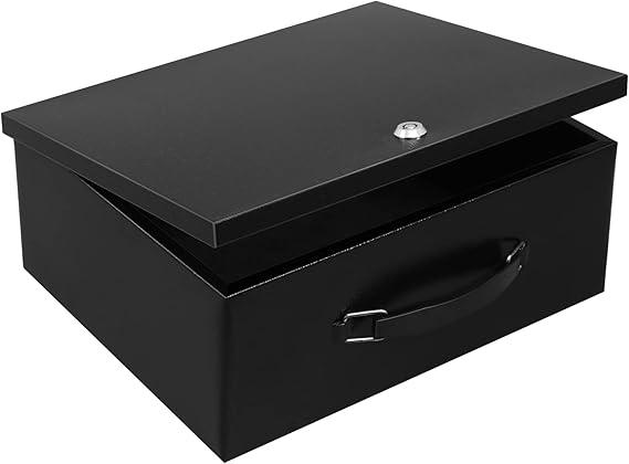 Dalmbox Portable Metal Safe Box with Dual Combination - Fire Resistant Storage for Documents, Car, Home and Outside - X Large 13.2"x 11"x 5.1" Black Box
