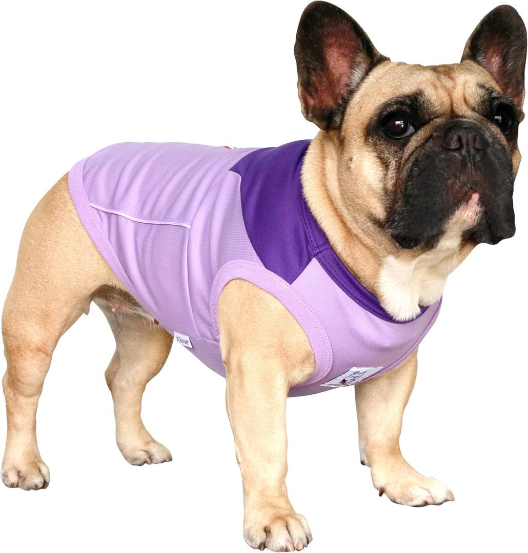 iChoue French Bulldog Summer Cooling Shirt for Dogs UV Sun Protection Vest Sleeveless Breathable Tank Top English Pug Purple - Medium (Medium ( 15 - 25 lbs ))