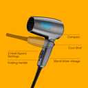Conair Travel Hair Dryer with Dual Voltage, 1875W Compact Blow Dryer with Folding Handle, Gray