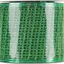 MEEDEE Emerald Green Netting Ribbon - 2.5 Inch Sparkling Glamour Netted Ribbon, Green Glitter, By 10 Yards Roll, Wired Mesh For Christmas Tree, Halloween Wreaths, Tree Toppers, Streamers, Bow