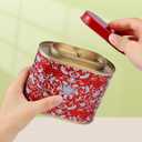 2-Pack Large Tea Tins for Loose Tea With Lid - Metal Sealed Jar Tea Canister Oval Shape 3.53~7oz Small Tin Cans Loose Tea Storage Kitchen Canisters Tea Bag Organizer, Coffee, Candy, Herbs Canister