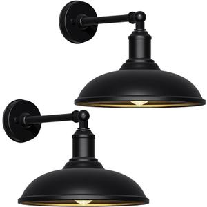 15" Classic Farmhouse Barn Gooseneck Light, Waterproof and Rust-Resistant Barn Light, Large Wall-Mounted Lighting Fixture for Porches, Garages, Patios and Farmhouses 2-Pack, 15 Diameter-2 Pc