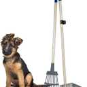 Spotty Wood Handle Pooper Scooper Durable Solid Metal Poop Tray with Rake 36.75" Long Handled Scoop | Great for Large or Small Dogs | No Assembly Required | Better for The Environment Than Plastic