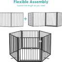 No Pawblems Free Standing Dog Gate, 36'' Tall Foldable Dog Fence for Indoor & Outdoor, Up to 52 Inch Extra Wide Puppy Gate for Stairs, Hallways, Doorways, Deck, Yard (Black, 2 Panels)