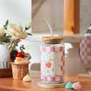 WODOHOLO Christmas gift Mom Drinking Cup with Lid and Straw, 16oz Coffee Can Glass Cups, Cool Moms Club Cup from Daughter and Son, Christmas Birthday Present Ideas for Mother, New Moms, Mom To Be (Pink)