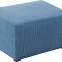 Flamingo P Oversized Ottoman Slipcover Sofa Spandex Jacquard Stretch Storage Ottoman Slipcover Protector Covers (X-Large, Dusty Blue)