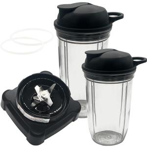 Replacement extractor blade with 18oz 24oz cup and spout lid for Ninja Professional 72oz Countertop Blender Ninja Professional 1000W Blender BL610 30/BL610 BRN 30/BL611C/CO610B/CO650B