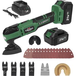 21V Cordless Oscillating Tool Kits, Brushless Oscillating Multitool with 6-variable speed, 2X3.0 Ah Battery and accessories for Cutting, Grinding, Scraping, Sanding