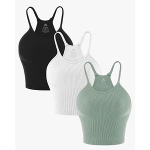 Sunzel Free to Be Tank, Crop Ribbed Tank Tops Seamless Racerback Camisoles No pad Camis Cropped Workout Gym Yoga M