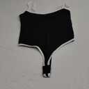 SUUKSESS Women Sexy Square Neck Thong Bodysuit Backless Cami Bodysuit Top (Medium, Black-white)