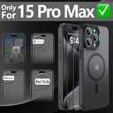 Cufelf Magnetic for iPhone 15 Pro Max Case(Compatible with Magsafe) Full Camera Protection,2+Full Coverage Screen Protector,Translucent Matte,Military Drop Protection Phone Case,6.7",Black