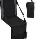 REDCAMP Portable Stadium Seat Bleacher Cushion, Folding Stadium Seats Ground Chair with Back for Camping Fishing Concert, Water Resistant, Black/Navy/Green