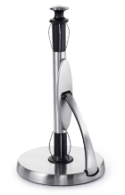 OXO Simply Tear Paper Towel Holder: Freestanding Black Kitchen Roll Holder, Stainless Steel & Rubber, 13.25" Height